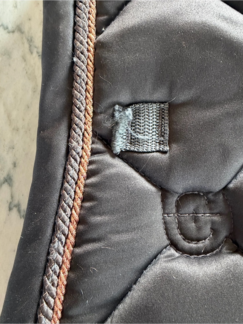 Equestrian Stockholm Quilted Saddle Pad in Dark Grey with Rose Gold Trim - Picture 13 of 14